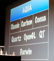 スクリーンには、MacOS Xの構造を表わす概念図が映し出された