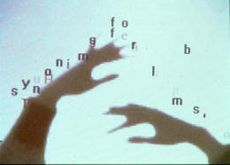 カミーユ・アッターバック、ロミー・アキタヴ、Text Rain, 1999, interactive installation