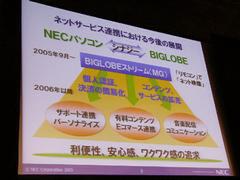 NECはBIGLOBEストリームMGで実現した、パソコン事業とネット事業の連携を、さらに多方面に拡大していく