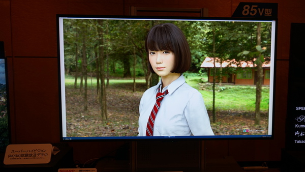 実写にしか見えない3DCG美少女「saya」と8Kでコラボするというシャープ。8Kディスプレーで表示デモ