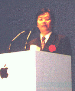 (株)ジャストシステムの浮川和宣社長。浮川氏から直接の発表はなかったが、Macintosh版のATOK12も開発中とのことだ。