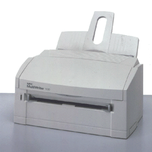 『MultiWriter 1100』。設置面積はA4ファイルサイズノートパソコン程度と、コンパクトにまとめられている