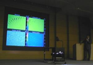 HPCによるマイクロウェーブ送電のシミュレーションの様子をビデオで上映した 