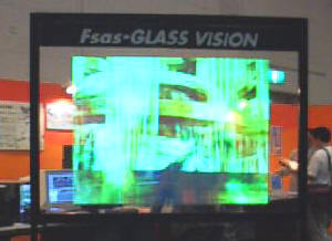 透明のガラススクリーンに動画像を投影するFsasグラスビジョン