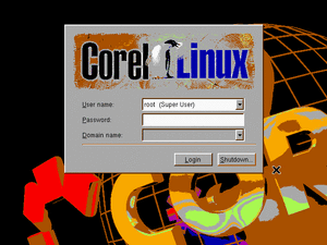 Corel LINUX Preview 1のログイン画面