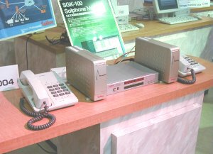 VoIP、つまりインターネット電話を実現するためのアダプターは各社から展示されていた 