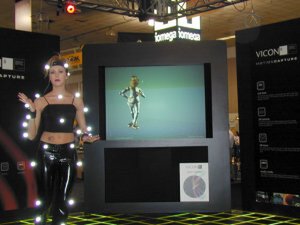 『VICON 8』のデモストレーション。人間の動きに加えて、オペレーターが3Dキャラクターの動作をコントロールすることができる 