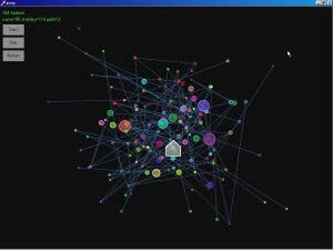 スピーチバルーンシステムのプラットフォームとなるハーバーネットワークのマップ。144個のハーバーがつながっている。ここをバルーンが回遊する   