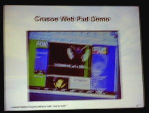 “WebPad”のデモ。インターネットに接続し、Netscape Communicatorでウェブを閲覧しているところ