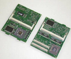 Powerlogixが開発したCPUアップグレードカード『iForce』。G3プロセッサーや両面にバックサイドキャッシュ用スロットなどが搭載されている。写真は技術サンプル