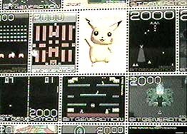 過去の人気ゲームを切手風にアレンジしたポスター(部分)。同様の切手型オリジナルシールを来場者先着25000名にプレゼント。早く行かないとなくなっちゃう?