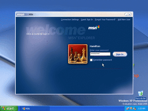 標準搭載の最新版「MSN Explorer 6.1」のサイン・インの画面