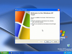 「Windows XP Tour」の起動ダイアログ