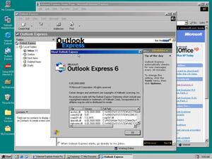 画面3　これは「Outlook Express 6」（Build 2600）。デスクトップのアイコンに注意。Internet ExplorerとOutlookのアイコンが新しくなっている。