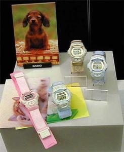 『Baby-G』の、ペットをイメージしたというモデル『Puppy's friends』。新製品として、写真左下の、ピンクを基調とした“ハムスターモデル”を追加した。11月発売で、価格は1万4000円