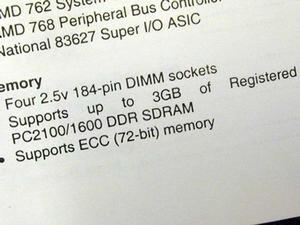 Supports up to 3GB of Registered DDR SDRAM