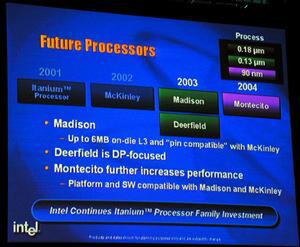 IA-64の新プロセッサー“Montecito”が公の場に登場。90nmプロセスで2004年に登場予定