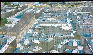 レンヌの街。レンヌでは建物の屋根の形や色に特徴があり、その特徴を生かした3Dモデルを生成している