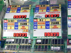 PC3200(DDR400)DDR SDRAM実売価格調査