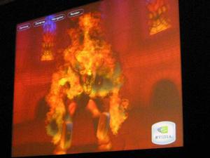 怒る炎の大男『Valcun(バルカン)』。炎の揺らめきは実にリアルに見えるが、実際には小さなビデオテクスチャーの組み合わせで表現している