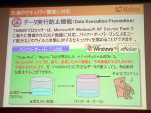 “データ実行防止機能”を説明するスライド