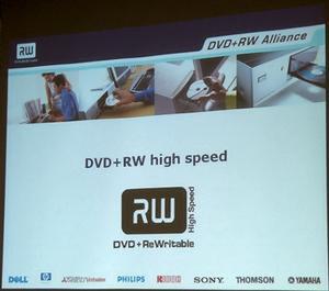 8倍速DVD+RW対応を示す“DVD+RW high speed”のロゴマーク。“CD-RW High Speed”と同様に、将来は対応機器やメディアにこのマークがつく