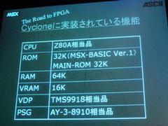 Cyclone上に実装されているMSXの機能。CPUやメモリーだけでなく、ビデオコントローラーやPSG音源の機能も実装されている
