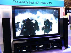 1080pに対応する韓国サムスン電子の80インチプラズマTV『HP-R8082』。高解像度化が困難だったプラズマTVも、今年はフルHD対応の製品がいくつか登場するだろう