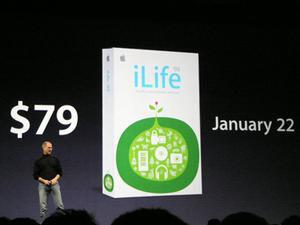 マルチメディアアプリケーション集『iLife'05』は、米国では22日より79ドル(日本では8190円)で販売開始すると発表された