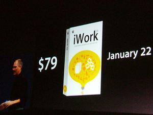 噂どおりに発表された『iWork'05』。米国での発売は22日で、価格は79ドルとかなり安い