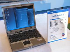 同じくデルの、法人向けノートパソコン『Latitude D610』(未発表品)。Pentium M 730-1.60GHzを搭載
