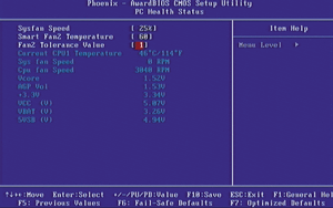 BIOSのファンコントローラ画面