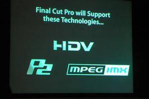 Final Cut Proが将来はHDV、P2、MPEG IMXサポート