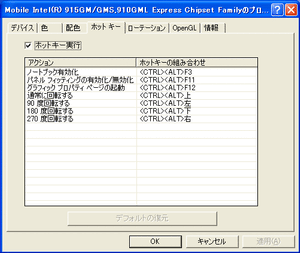 “Intel 915GM/GMS,910GML プロパティー”の画面