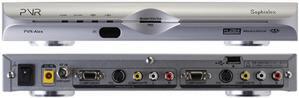 PvrAlexの前面(上)と背面(下)。コネクタ類は背面に集中している。映像入力はVHF/UHFアンテナのほか、D1端子、Sビデオ、コンポジットビデオを用意