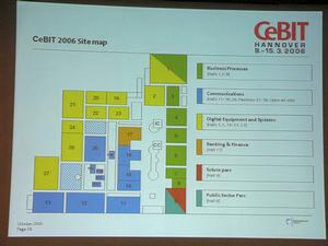 CeBIT 2006のテーマ別ホール地図。大小合わせて32ものホールが予定されている