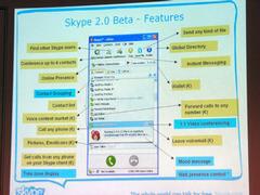 Skype 2.0β版のユーザーインターフェース。ショーティノ氏は「シンプルで誰もが使えるものを」というコンセプトを述べた