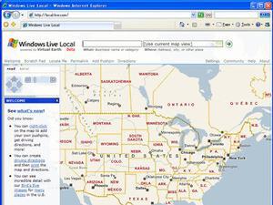 AJAXを使って作られた“MSN Virtual Earth”。IE7ではプラグインソフトを使わずに、マウスをドラッグすることで地図を動かすウェブアプリケーションを実現している