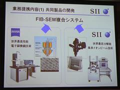 SIIナノテクのFIB技術と、カールツァイスグループの電子顕微鏡分野のノウハウを結集し、両機能を備えるFIB-SEM融合システムの共同開発を目指す