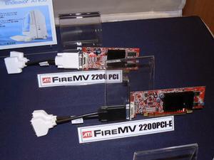 2Dグラフィックス用途向けマルチディスプレーカード“FireMV 2200”のPCI Express版(下)とPCIバス版