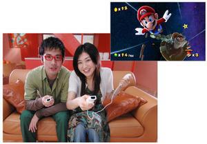 『Super Mario Galaxy』(仮題)をプレーするカップルのイメージ画像。“ゲームをまったくプレーしない人、またはプレーするのをやめてしまった人の関心を、いかにゲームに向けさせるか”がWiiの重要な開発コンセプトとなっている