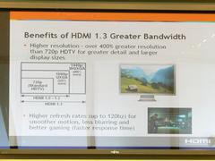HDMI 1.3では、720pの4倍にもなる高解像度の表示に対応する。リフレッシュレートも120Hzまで増大するが、実際にゲームがこの高解像度/高リフレッシュレートでの表示を行なうのは、PS3であってもパフォーマンス面で困難だろう