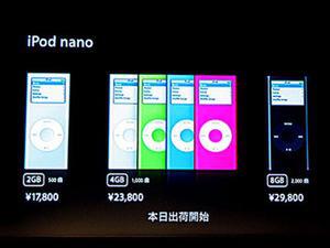 iPod nanoのラインアップ