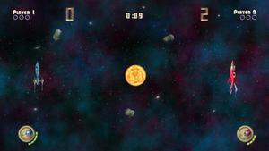 サンプルコードが収録されているサンプルゲーム“SPACEWAR”。対戦スタイルの古典的なシューティングゲームである