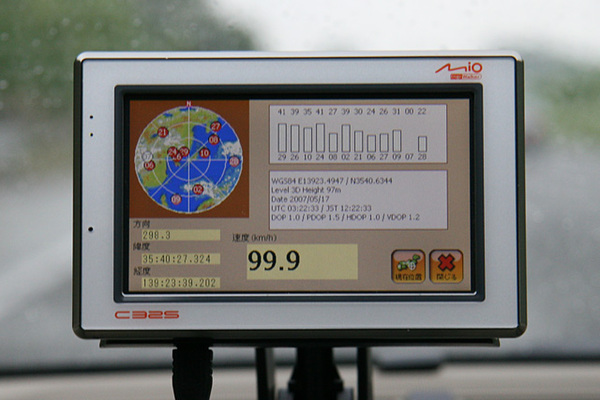 GPS情報と速度の表示