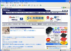 Windows XP上の『Internet Explorer 6』の画面