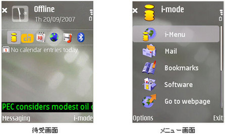 開発されたiモードアプリケーションソフトの画面イメージ