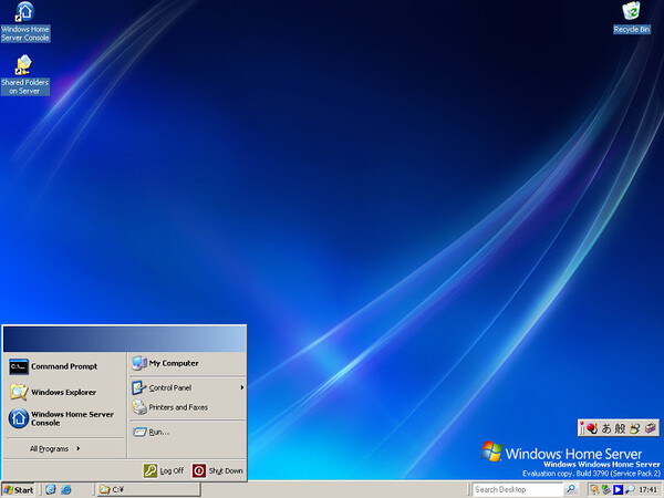「Windows Home Server」のデスクトップ画面