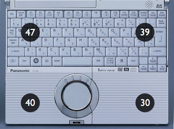 W5のキーボード面の温度