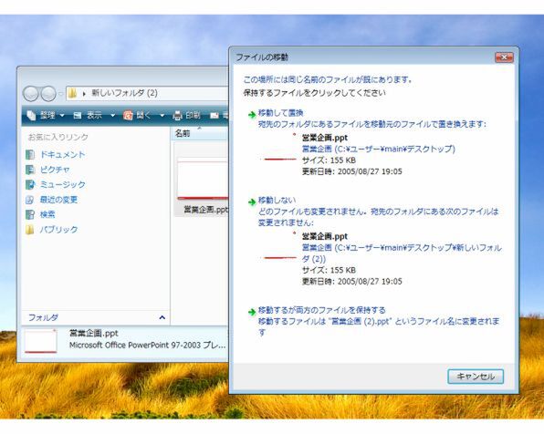 Windows Vistaの場合はこのようなダイアログが表示される